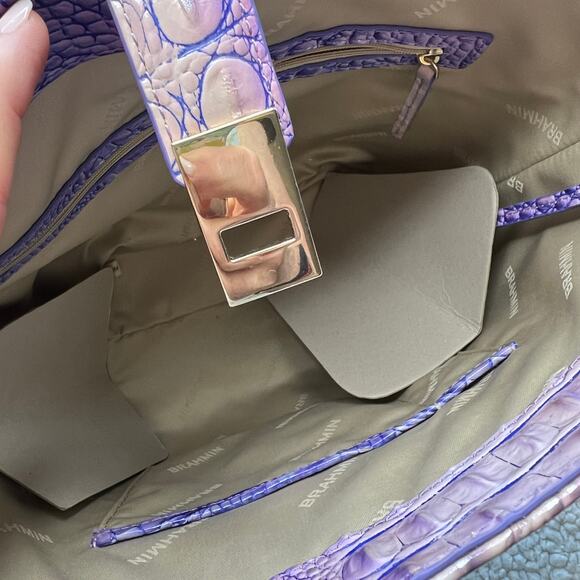 Brahmin Shira Bucket Bag Periwinkle Ombre Croc Embossed Leather - Picture 6 of 14